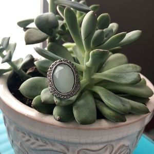 Blue gem silver ring
